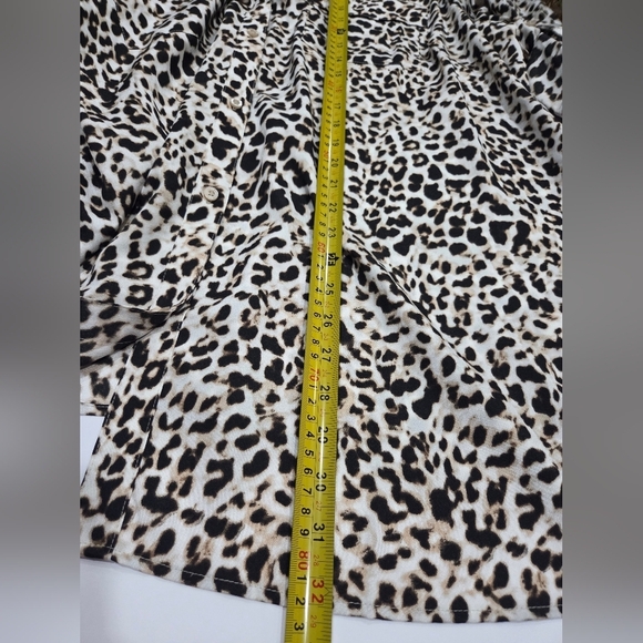 NWT Calvin Klein Leopard Print Blouse Sz.3XL long Sleeve Roller Up - Picture 10 of 11